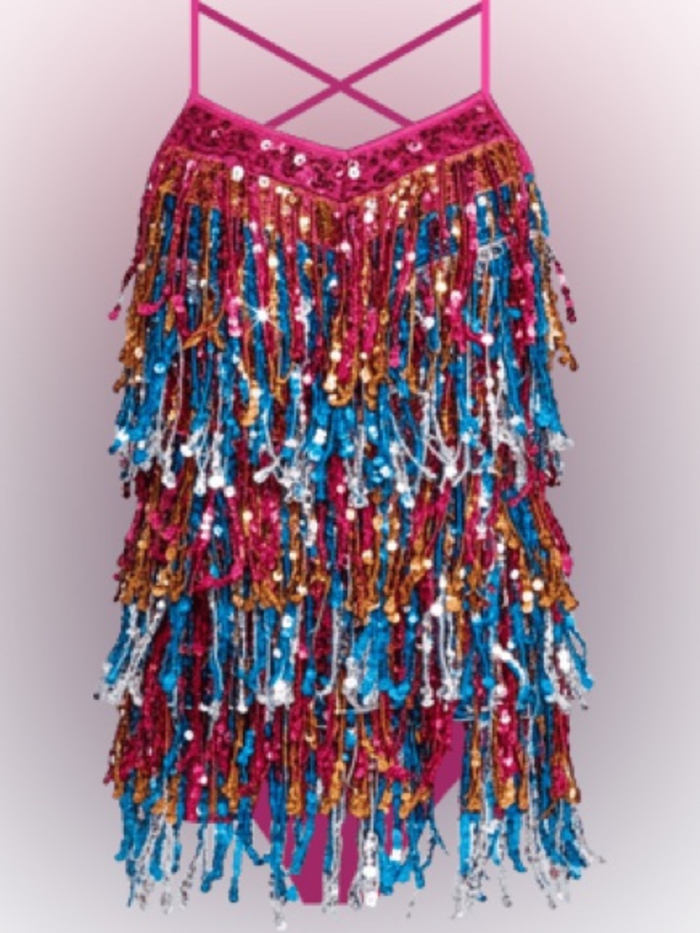 Weissman Elite Dance Sequin Tassel Swing Bodysuit Dress Girl’s size 4/5